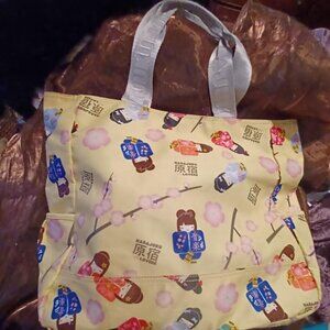 COPY - Vtg Harajuku Lovers Nylon Yellow Printers Pattern Logo Tote